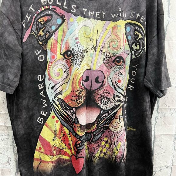 The Mountain 2013 Be Beware Pit Bulls Tie Dyed Mens T-Shirt Size XL 100% Cotton - Picture 4 of 7